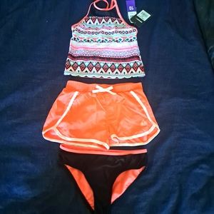 Gerry 3 piece Swim set size 10 Orange and black